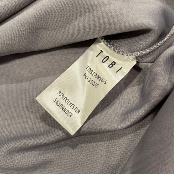 Tobi Ava Lilac Grey Bodycon Long Sleeved Split Hem Deep Plunge Dress Size Small - Picture 10 of 10